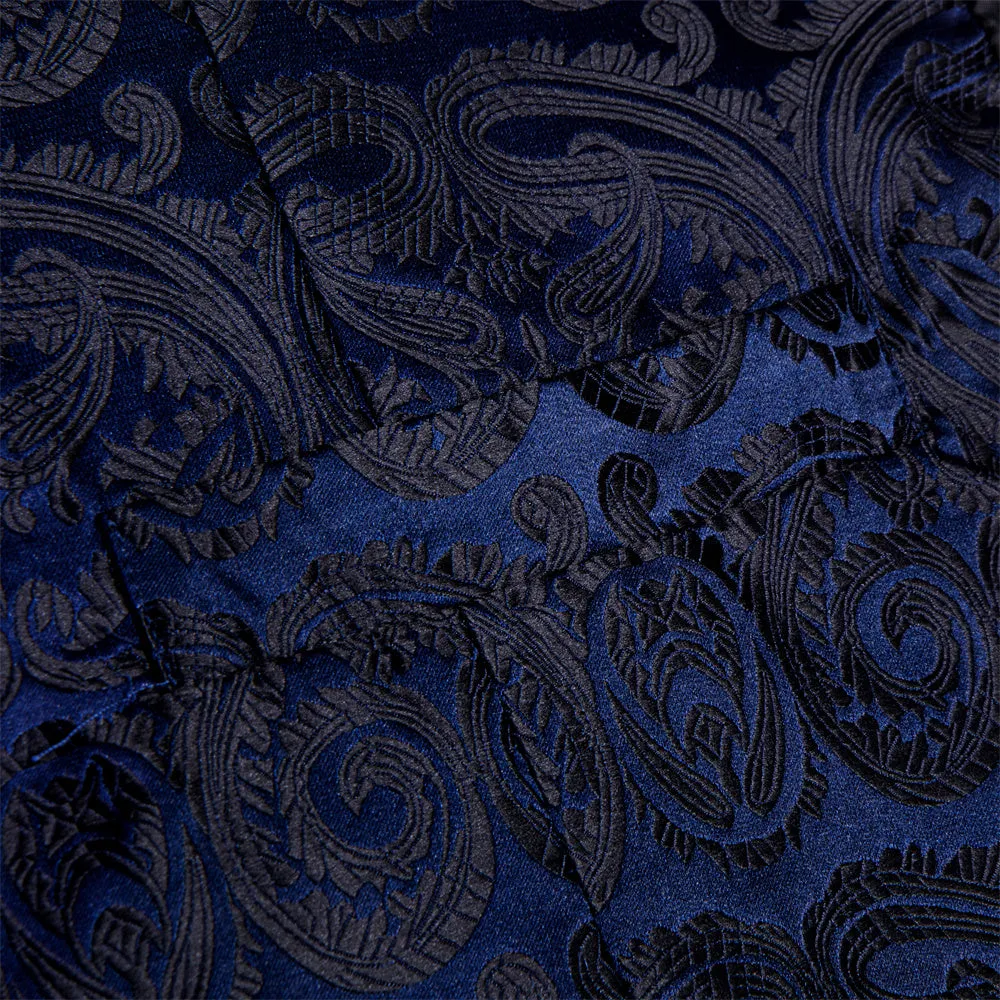 Ties2you Dress Vest Dark Blue Paisley Collar Silk Mens Waistcoat Tie Set sold by Ties2You product image thumbnail 5