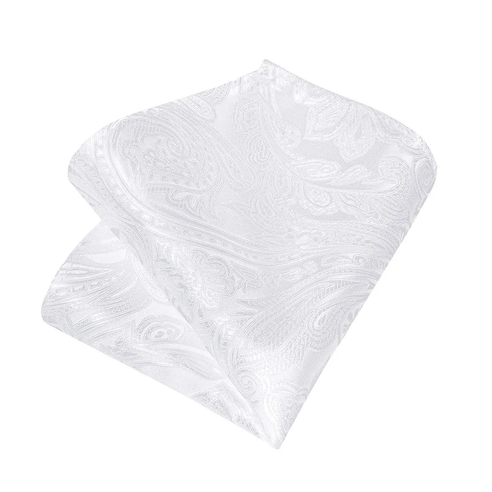 Ties2you Mens Tie White Paisley Necktie Pocket Square Cufflinks Set sold by Ties2You product image thumbnail 5