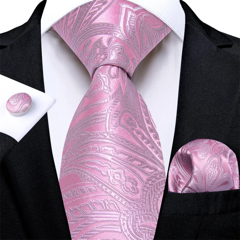 Ties2you Mens Tie Light Purple Paisley Necktie Pocket Square Cufflinks Set sold by Ties2You