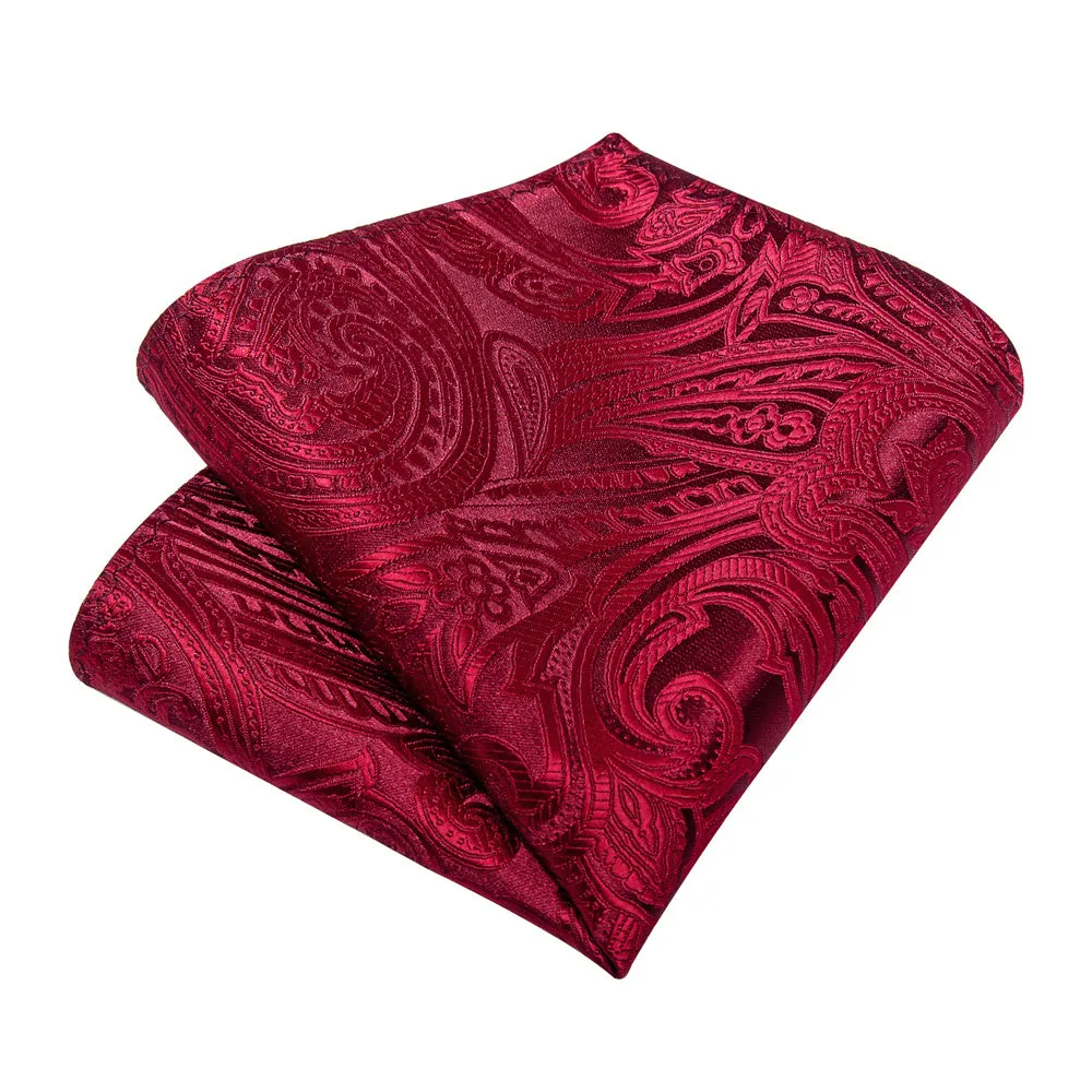 Ties2you Mens Tie Burgundy Paisley Necktie Pocket Square Cufflinks Set sold by Ties2You product image thumbnail 3
