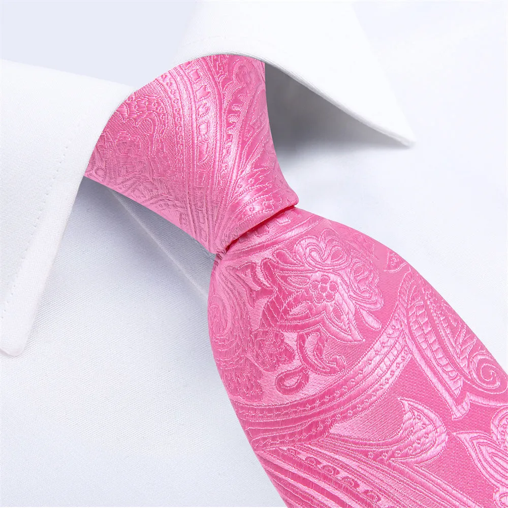 Ties2you Mens Tie Rose Pink Paisley Necktie Pocket Square Cufflinks Set sold by Ties2You product image thumbnail 5