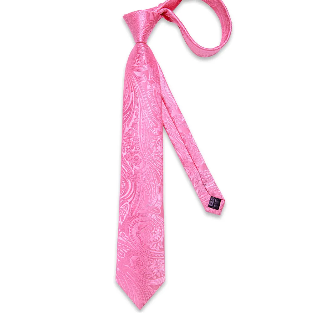 Ties2you Mens Tie Rose Pink Paisley Necktie Pocket Square Cufflinks Set sold by Ties2You product image thumbnail 4