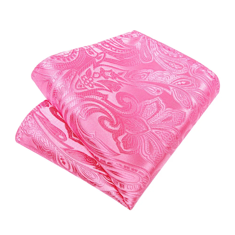 Ties2you Mens Tie Rose Pink Paisley Necktie Pocket Square Cufflinks Set sold by Ties2You product image thumbnail 3