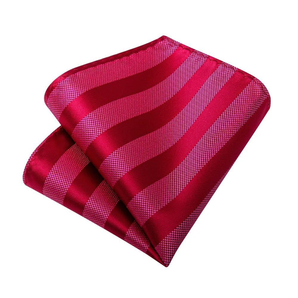 Ties2you Burgundy Striped Men's Tie Pocket Square Cufflinks Set sold by Ties2You product image thumbnail 3