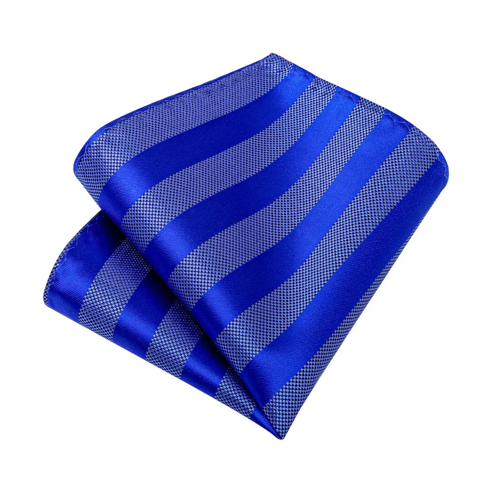 Ties2you Dark Blue Striped Men's Tie Pocket Square Cufflinks Set sold by Ties2You product image thumbnail 3