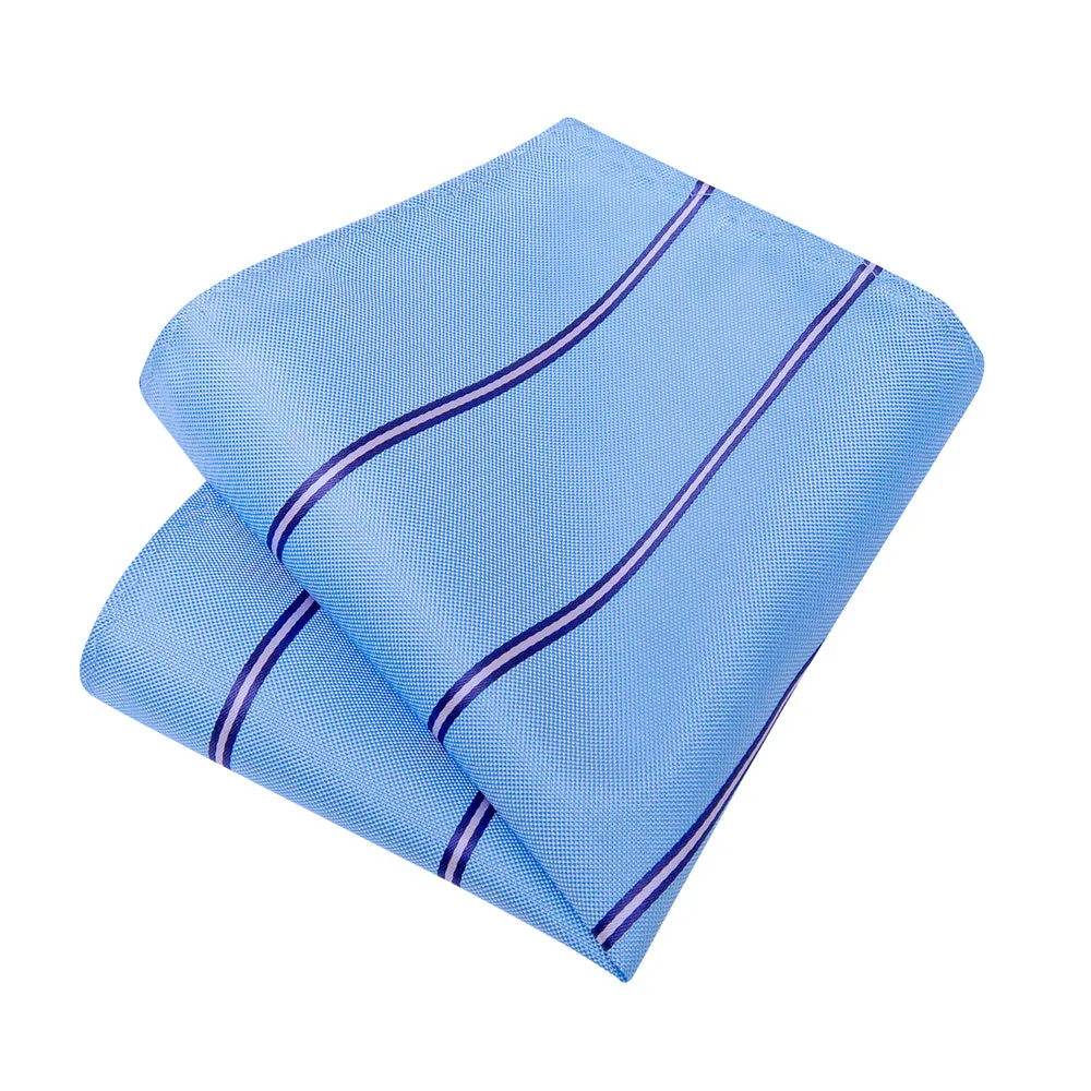 Ties2you Orange Tie with Blue and White Stripes Men's Tie Hanky Cufflinks Set sold by Ties2You product image thumbnail 5