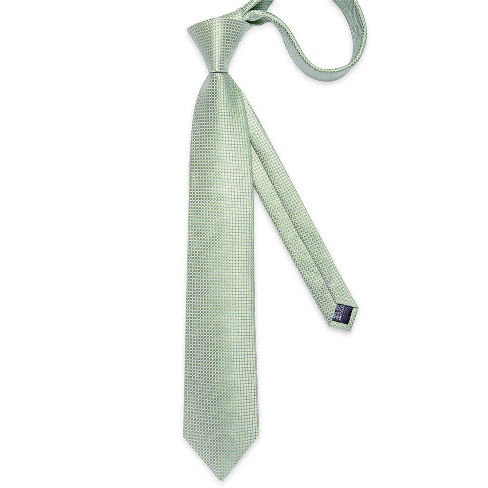 Ties2you Necktie Green Geometric Men's Tie Pocket Square Cufflinks Tie Clip Set sold by Ties2You product image thumbnail 5