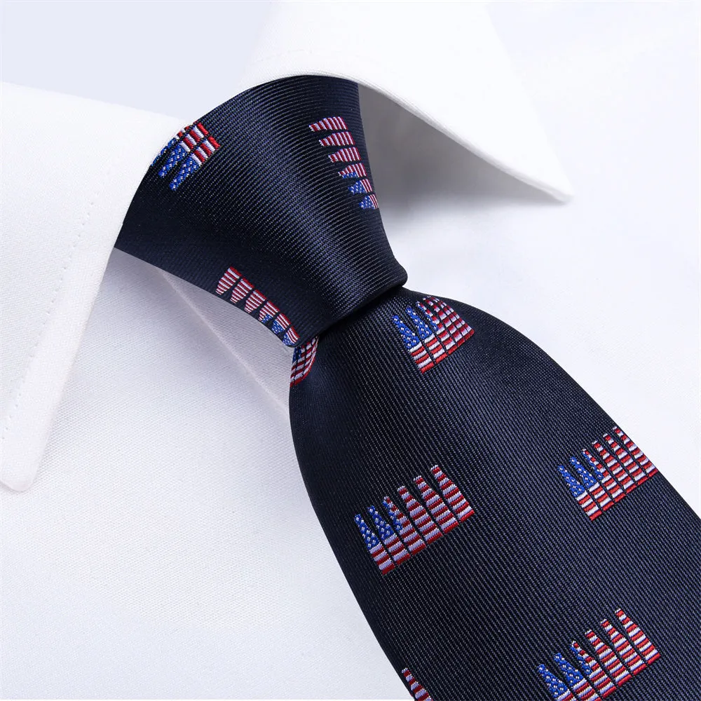 Ties2you Mens Tie Navy Blue Novelty Bottle Pattern Mens Tie Set Pocket Square Cufflinks Set sold by Ties2You product image thumbnail 4