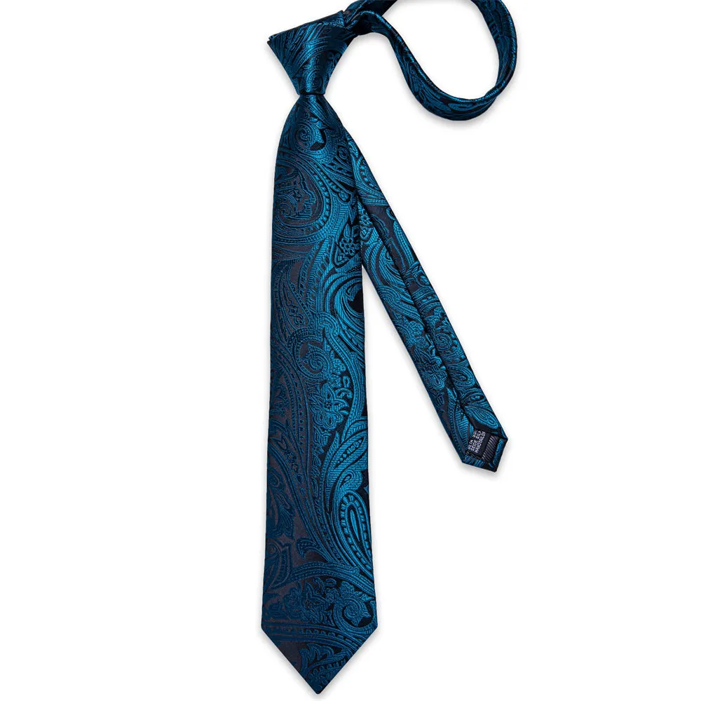 Ties2you Mens Tie Dark Midnight-Blue Paisley Necktie Pocket Square Cufflinks Set sold by Ties2You product image thumbnail 5