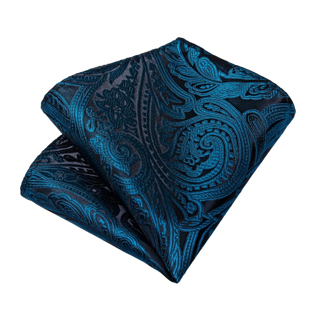 Ties2you Mens Tie Dark Midnight-Blue Paisley Necktie Pocket Square Cufflinks Set sold by Ties2You product image thumbnail 4
