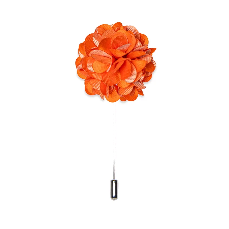 Ties2you Tie Accessories Bright Orange Floral Lapel Pin Brooch sold by Ties2You