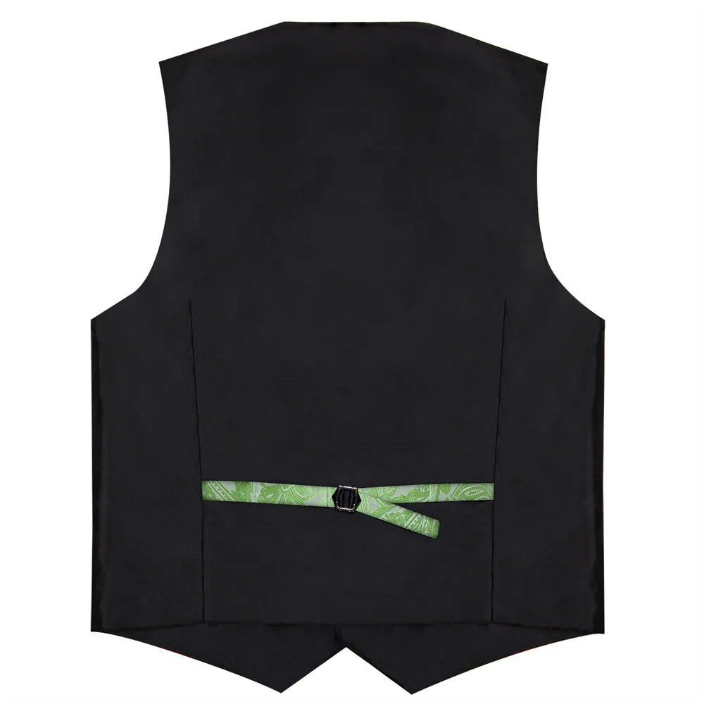 Ties2you Dress Vest Light Green Paisley Shawl Collar Silk Mens Waistcoat Tie Set sold by Ties2You product image thumbnail 5