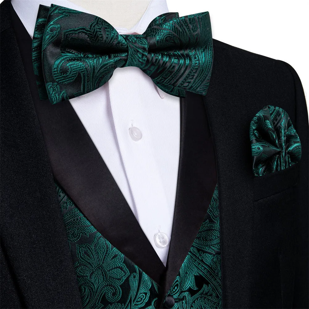 Ties2you Dress Vest Dark Green Paisley Shawl Collar Silk Mens Waistcoat Tie Set sold by Ties2You product image thumbnail 2