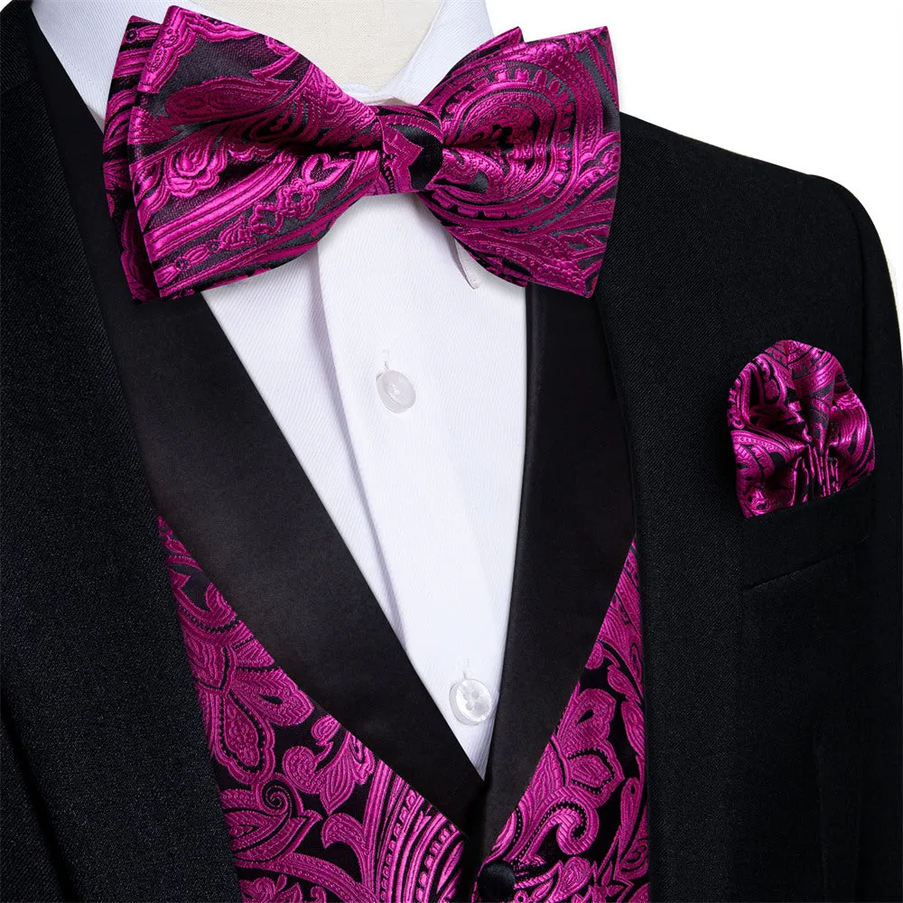 Ties2you Dress Vest Bright Purple Paisley Shawl Collar Silk Mens Waistcoat Tie Set sold by Ties2You product image thumbnail 2