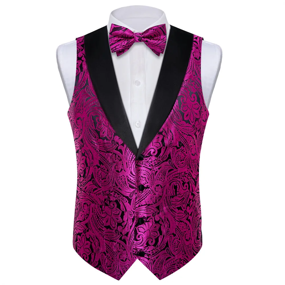 Ties2you Dress Vest Bright Purple Paisley Shawl Collar Silk Mens Waistcoat Tie Set sold by Ties2You product image thumbnail 4
