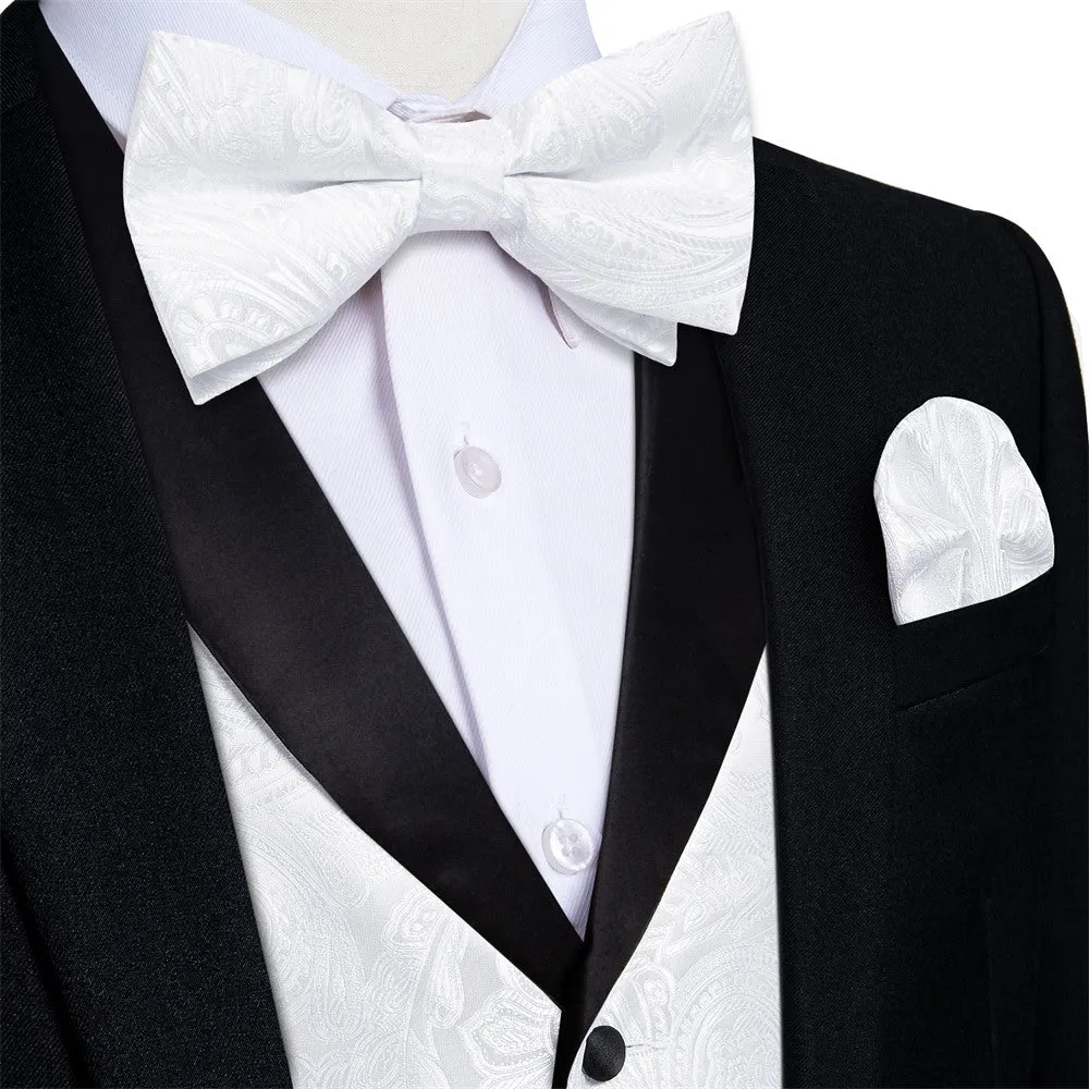 Ties2you Dress Vest White Paisley Shawl Collar Silk Mens Waistcoat Tie Set sold by Ties2You product image thumbnail 2