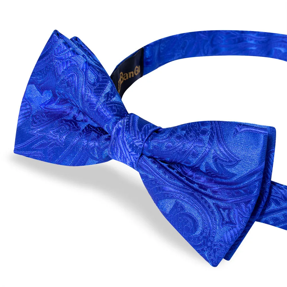 Ties2you Royal Blue Paisley Pre-tied Bow Tie Pocket Square Cufflinks Set sold by Ties2You product image thumbnail 4