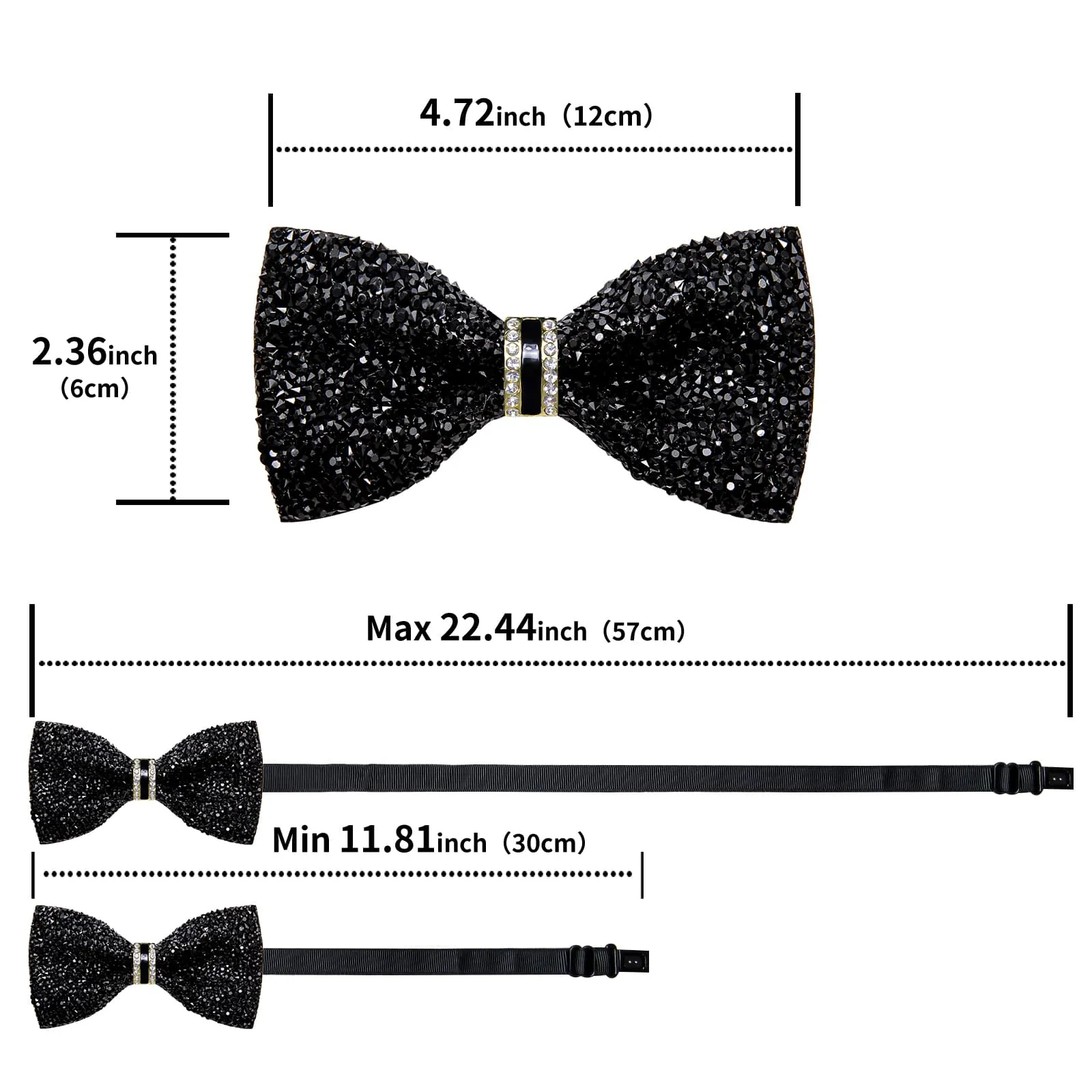 Ties2you Imitated Crystal Bowtie Pure Black Rhinestones Men's Pre Tied Bow Ties For Party Dresses sold by Ties2You product image thumbnail 5