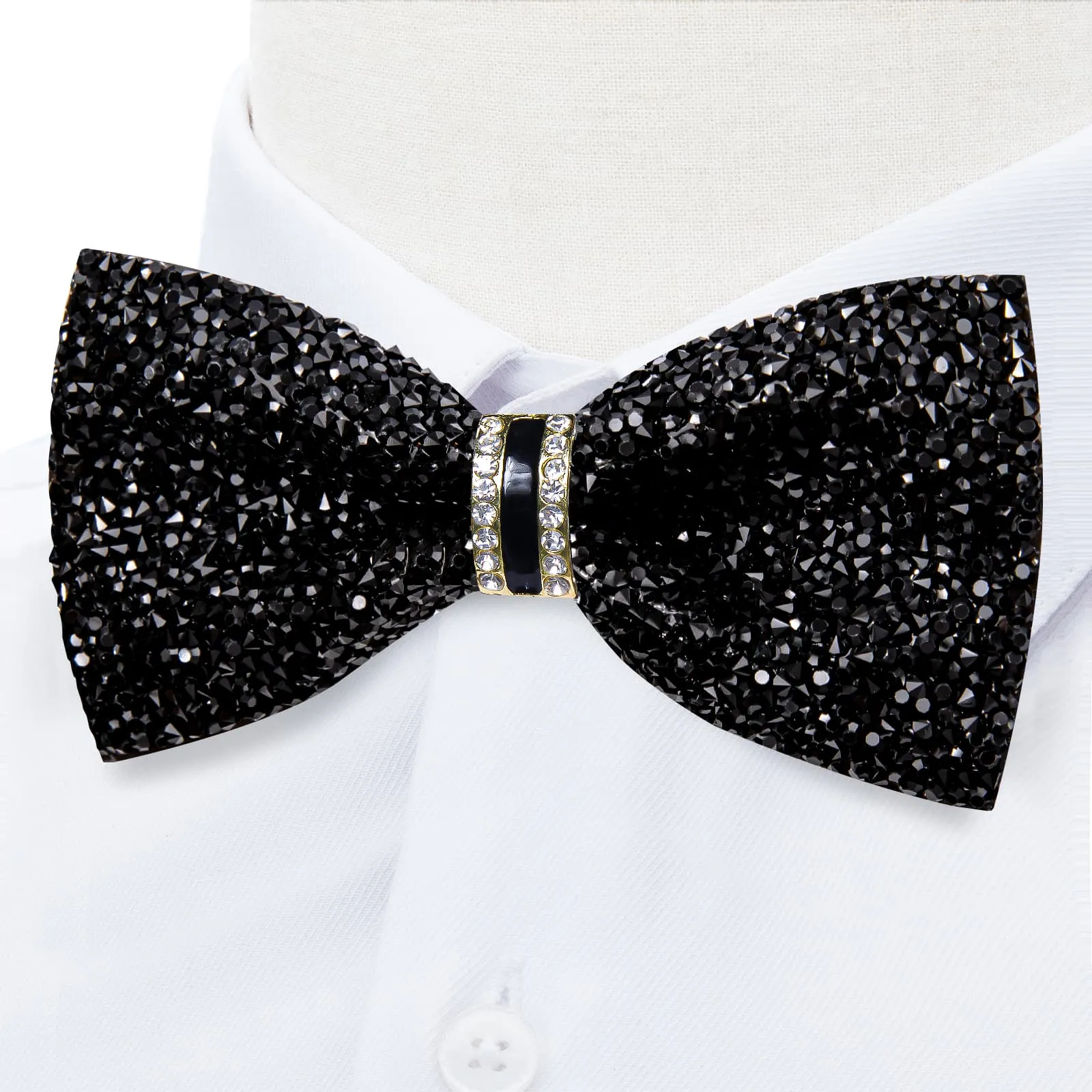Ties2you Imitated Crystal Bowtie Pure Black Rhinestones Men's Pre Tied Bow Ties For Party Dresses sold by Ties2You product image thumbnail 2