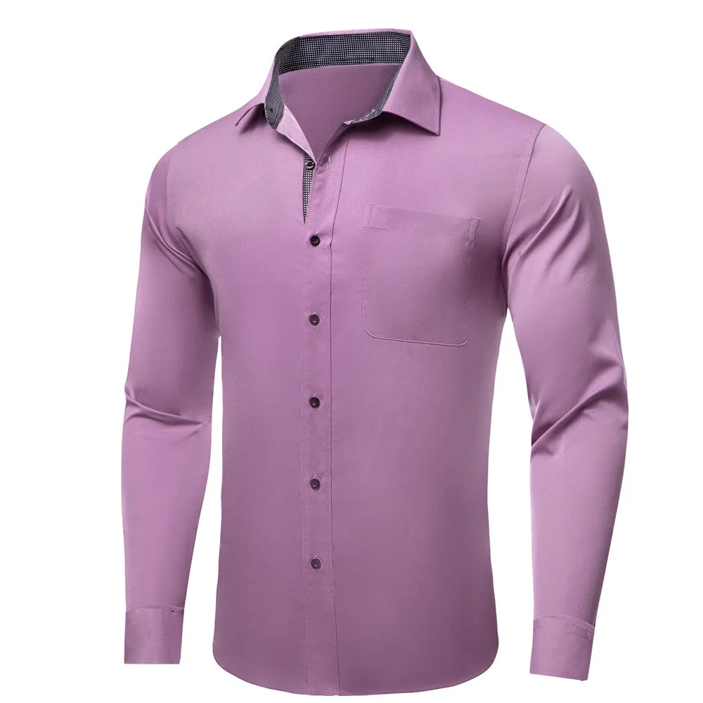 Ties2you Tuxedo Shirt Light Purple Solid Splicing Black Geometric Silk Mens Long Sleeve Shirt sold by Ties2You product image thumbnail 3