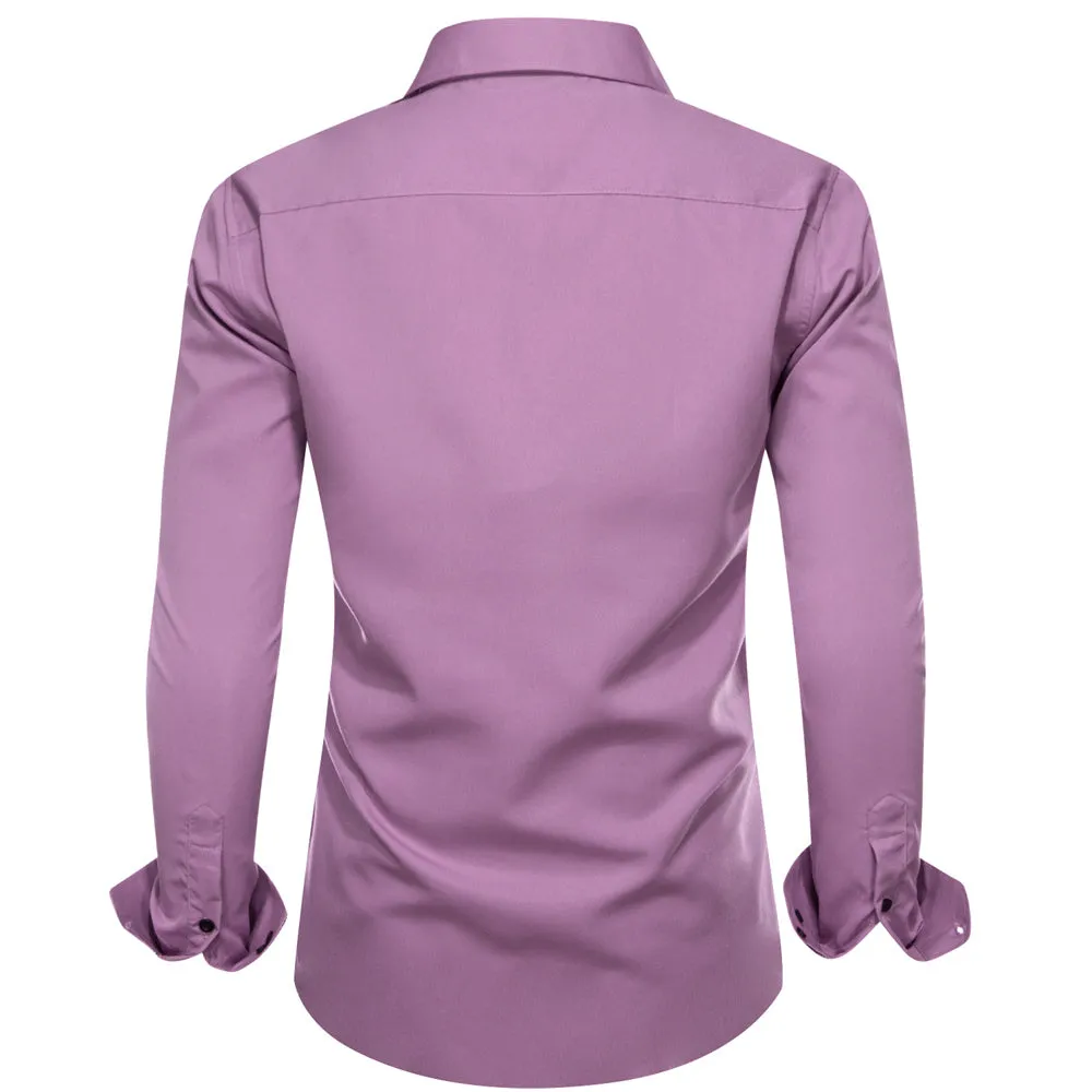 Ties2you Tuxedo Shirt Light Purple Solid Splicing Black Geometric Silk Mens Long Sleeve Shirt sold by Ties2You product image thumbnail 4