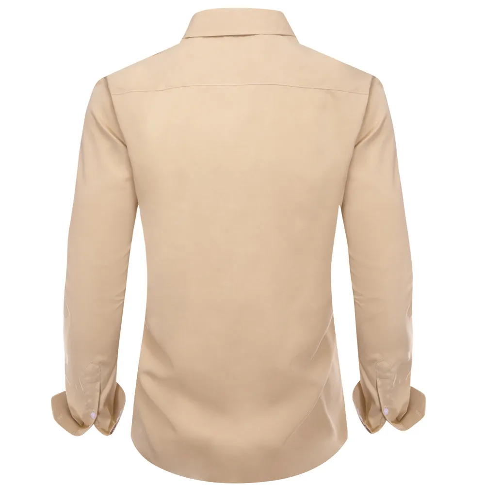 Ties2you Splicing Style Champagne With Polka Dot Edge Men's Long Sleeve Shirt sold by Ties2You product image thumbnail 4