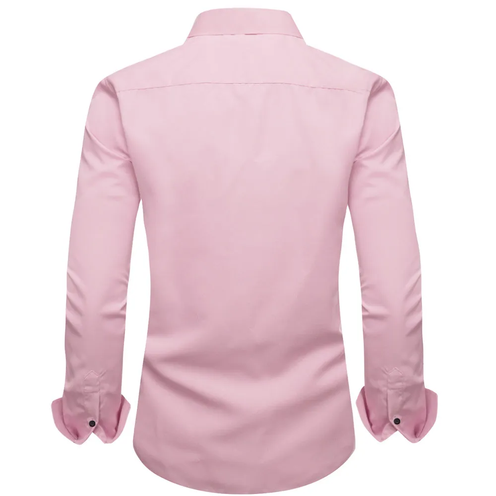 Ties2you Tuxedo Shirt Pink Solid Splicing Black Geometric Silk Mens Dress Shirt sold by Ties2You product image thumbnail 4