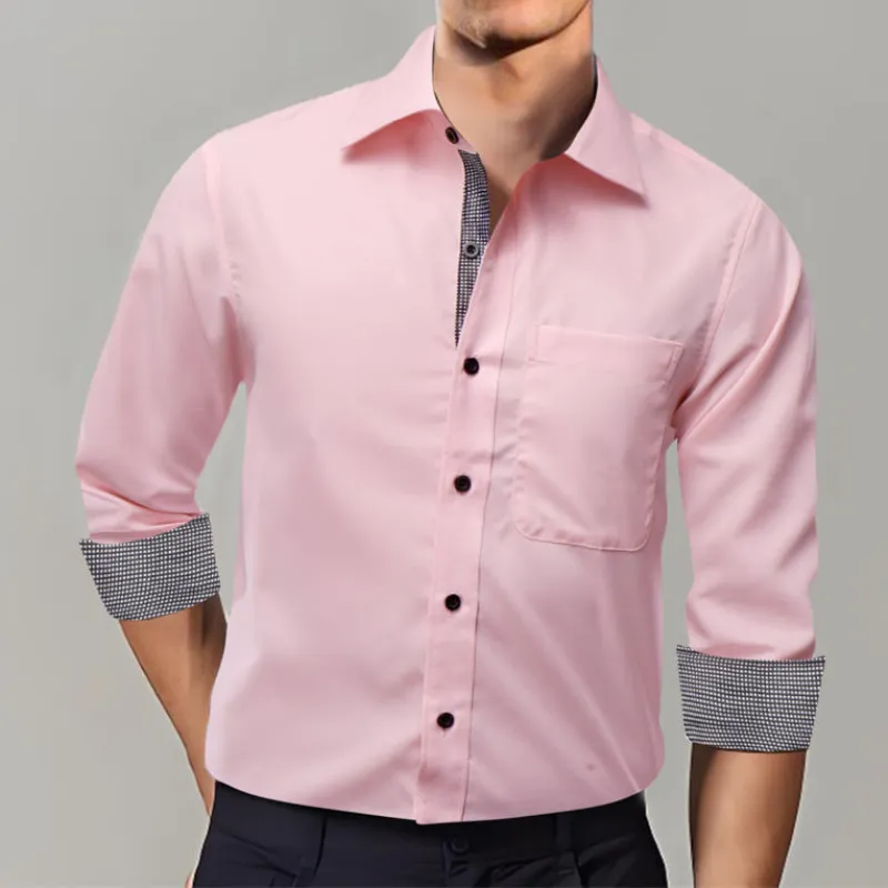 Ties2you Tuxedo Shirt Pink Solid Splicing Black Geometric Silk Mens Dress Shirt sold by Ties2You