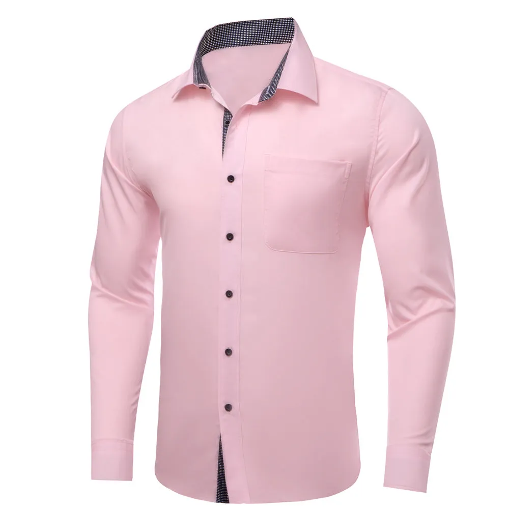 Ties2you Tuxedo Shirt Pink Solid Splicing Black Geometric Silk Mens Dress Shirt sold by Ties2You product image thumbnail 3