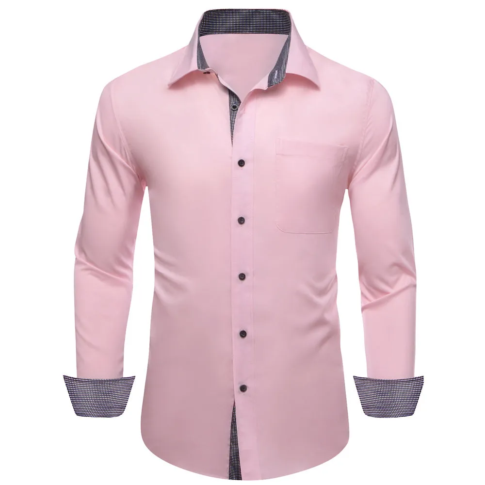 Ties2you Tuxedo Shirt Pink Solid Splicing Black Geometric Silk Mens Dress Shirt sold by Ties2You product image thumbnail 2