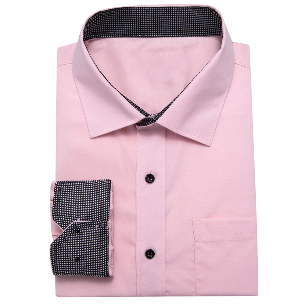 Ties2you Tuxedo Shirt Pink Solid Splicing Black Geometric Silk Mens Dress Shirt sold by Ties2You product image thumbnail 5