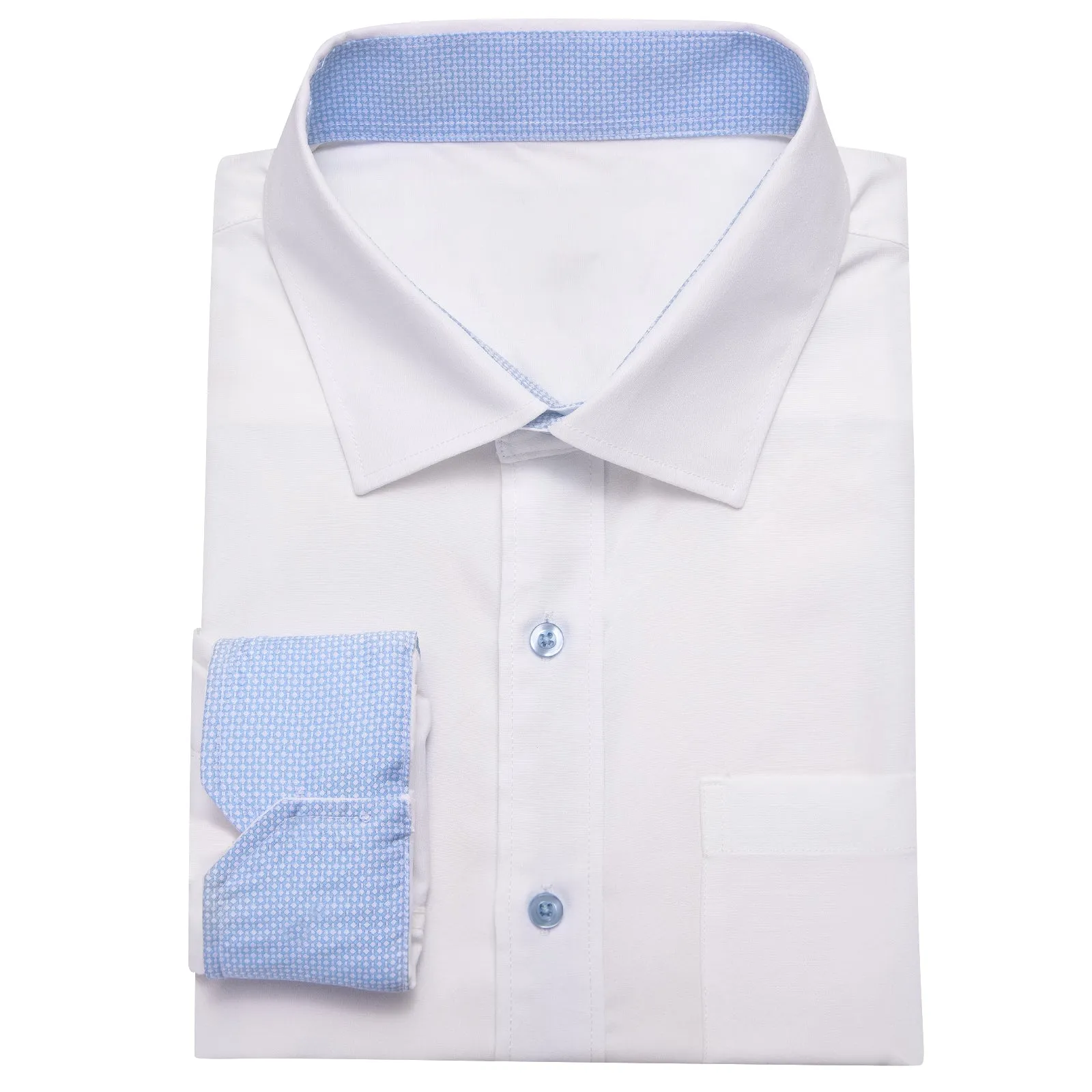Ties2you Tuxedo Shirt White Solid Splicing Sky Blue Geometric Silk Mens Dress Shirt sold by Ties2You product image thumbnail 5