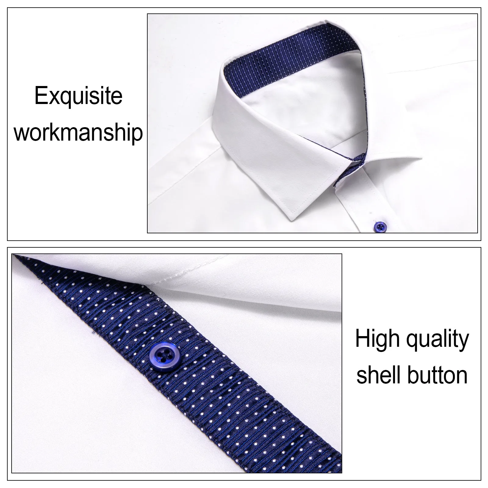 Ties2you Splicing Style White with Blue Edge Men's Long Sleeve Shirt sold by Ties 2 You product image thumbnail 5