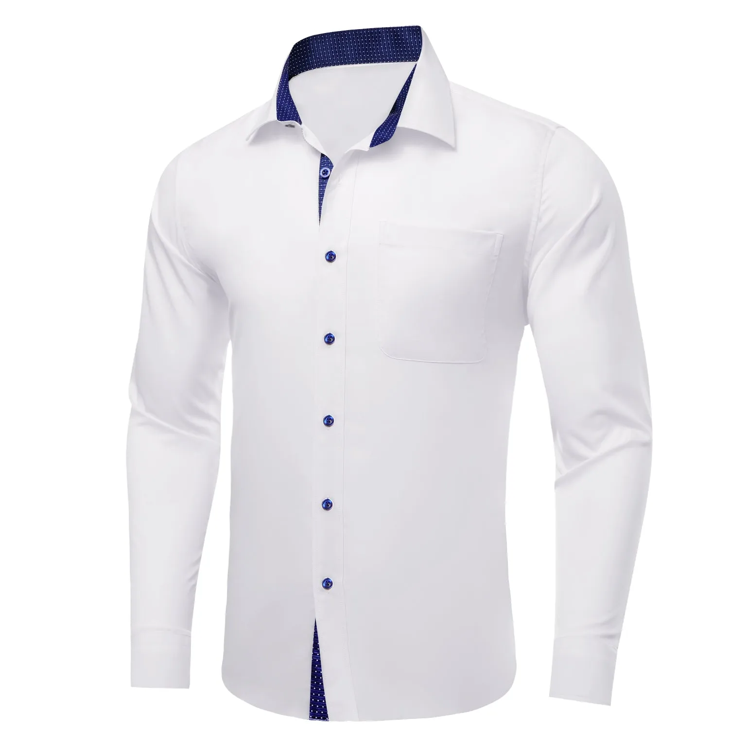 Ties2you Splicing Style White with Blue Edge Men's Long Sleeve Shirt sold by Ties 2 You product image thumbnail 3