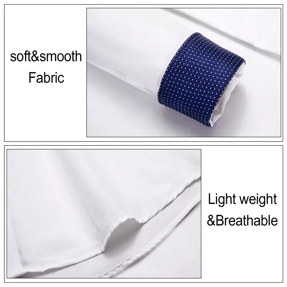 Ties2you Splicing Style White with Blue Edge Men's Long Sleeve Shirt sold by Ties 2 You product image thumbnail 4