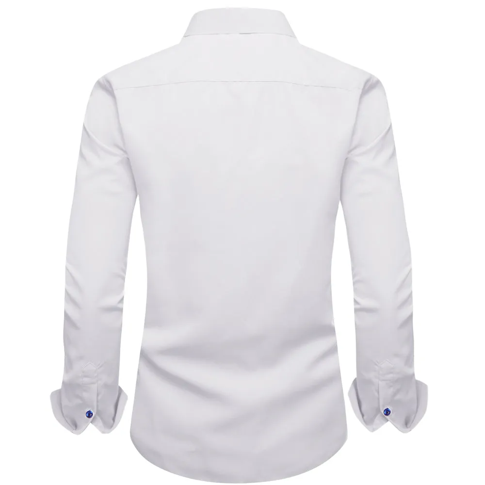 Ties2you Tuxedo Shirt White Solid Splicing Navy Polka Dot Silk Mens Dress Shirt sold by Ties2You product image thumbnail 4