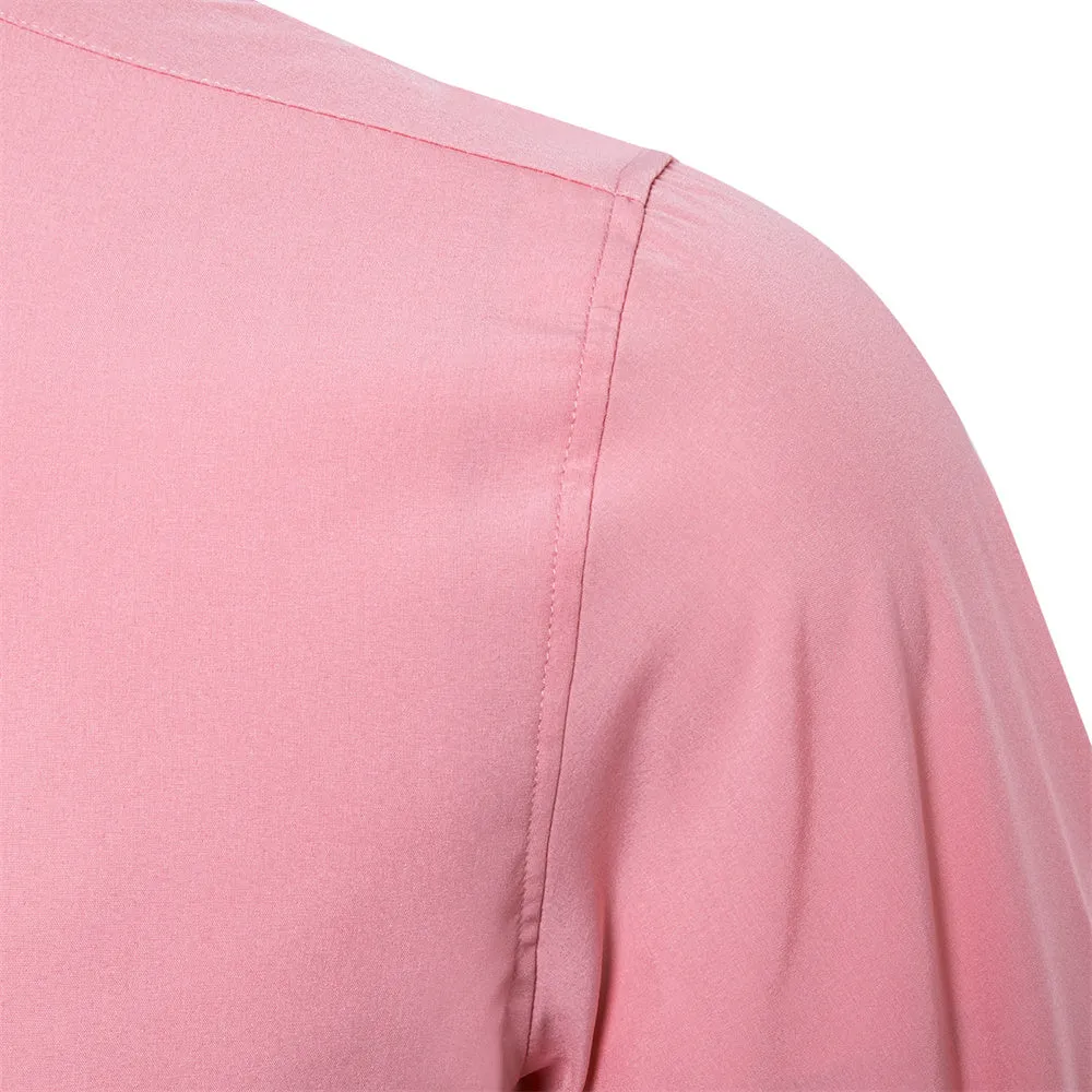 Ties2you Splicing Style Pink With Silver Paisley Edge Men's Long Sleeve Shirt sold by Ties2You product image thumbnail 5