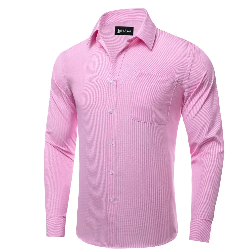 Ties2you Dress Shirt Pink Striped Button Up Silk Long Sleeve Men's Shirt sold by Ties2You product image thumbnail 3