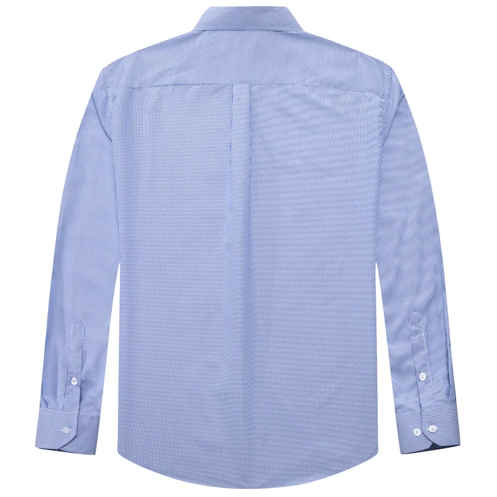 Ties2you Dress Shirt Light Blue Striped Button Up Silk Long Sleeve Men's Shirt sold by Ties2You product image thumbnail 5
