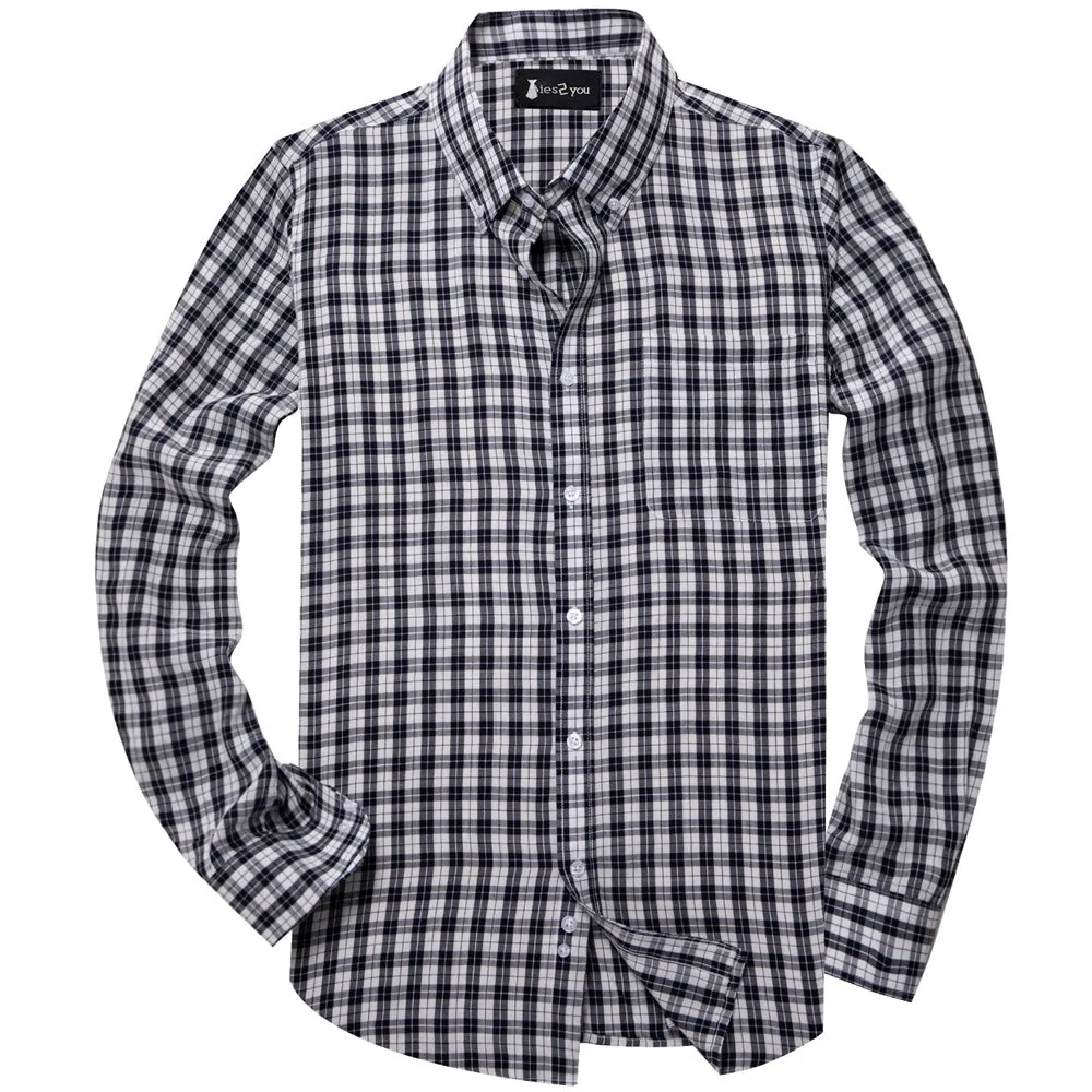 Ties2you White Grey Plaid Button Up Silk Long Sleeve Men's Shirt sold by Ties2You product image thumbnail 4