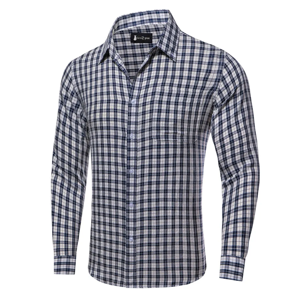 Ties2you White Grey Plaid Button Up Silk Long Sleeve Men's Shirt sold by Ties2You product image thumbnail 3