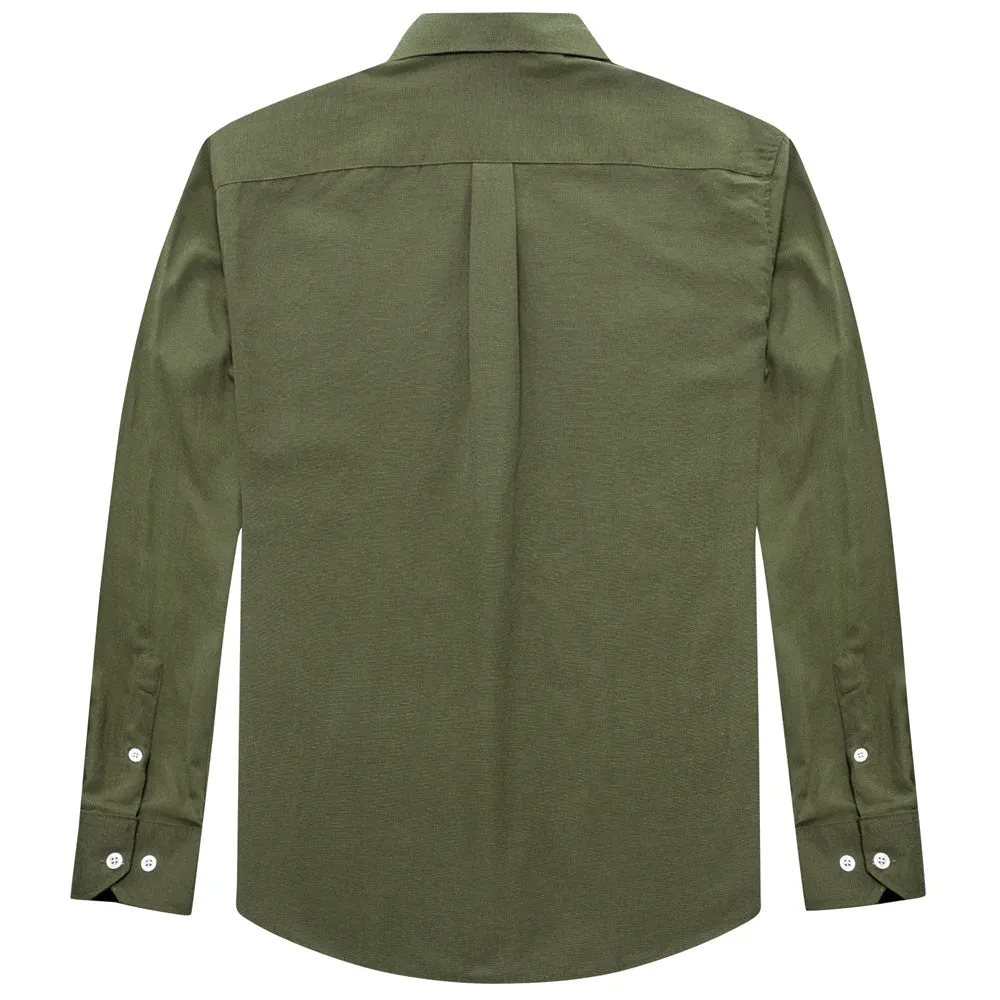 Ties2you Dress Shirt Hunter Green Solid Button Up Silk Long Sleeve Men's Shirt sold by Ties2You product image thumbnail 5