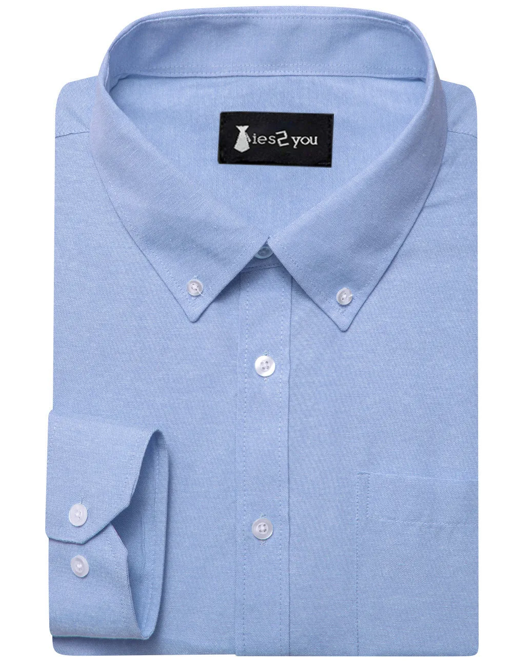 Ties2you Dress Shirt Sky Blue Solid Button Up Silk Long Sleeve Men's Shirt sold by Ties2You product image thumbnail 2