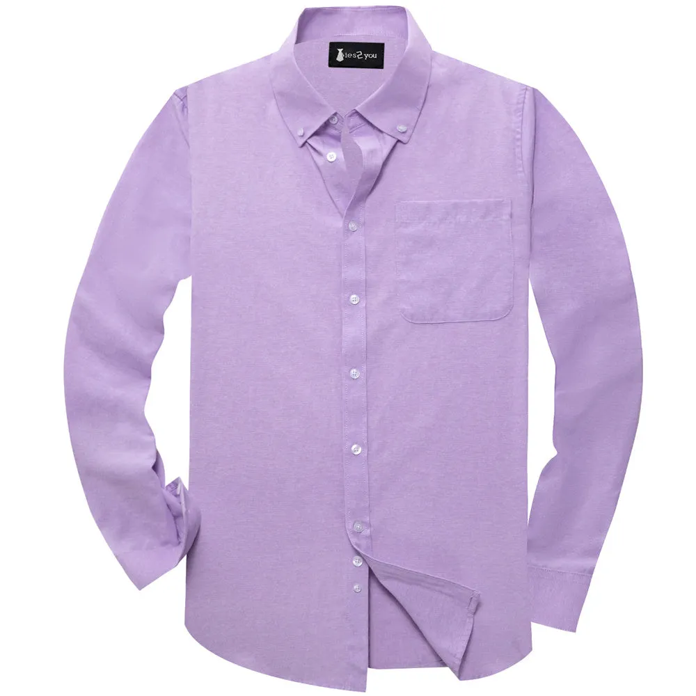 Ties2you Dress Shirt Purple Solid Button Up Silk Long Sleeve Men's Shirt sold by Ties2You product image thumbnail 4