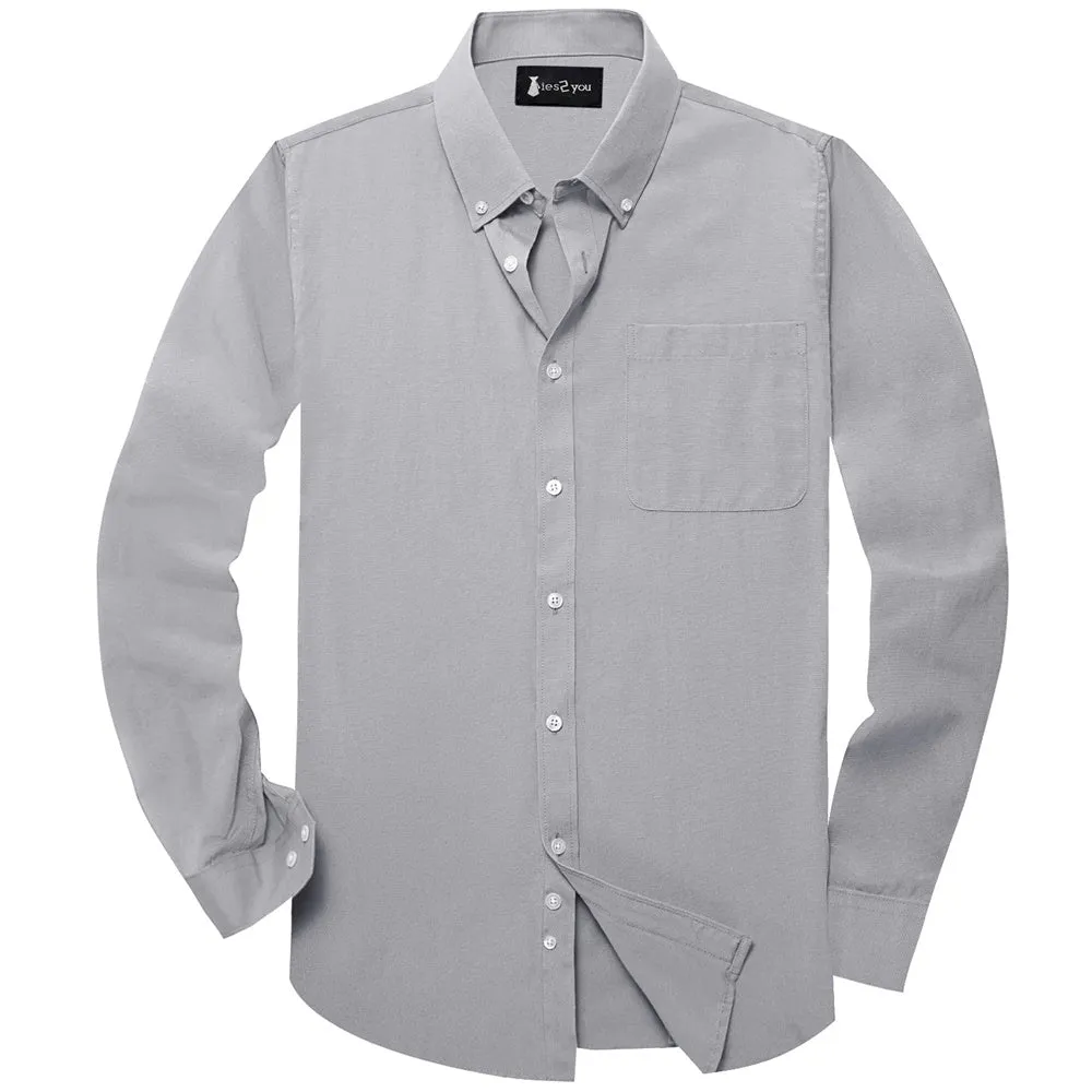 Ties2you Dress Shirt Grey Solid Button Up Silk Long Sleeve Men's Shirt sold by Ties2You product image thumbnail 2
