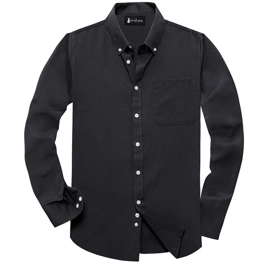 Ties2you Dress Shirt Dark Solid Button Up Silk Long Sleeve Men's Shirt sold by Ties2You product image thumbnail 4