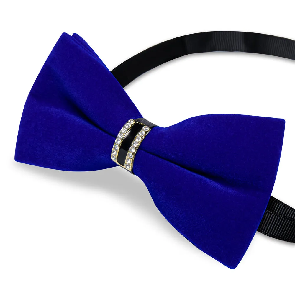Ties2you Royal Blue Solid Pre-tied Velvet Bow Tie Hanky Cufflinks Set sold by Ties2You product image thumbnail 4