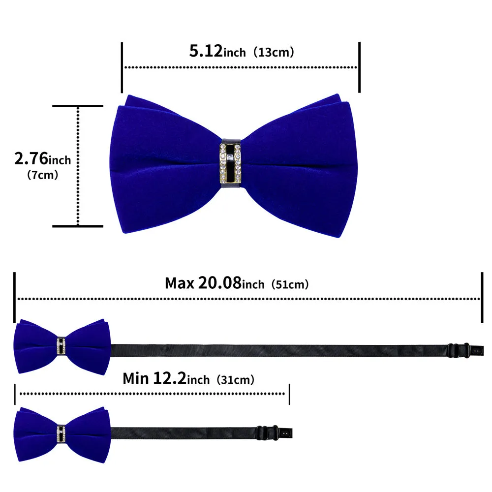 Ties2you Royal Blue Solid Pre-tied Velvet Bow Tie Hanky Cufflinks Set sold by Ties2You product image thumbnail 5