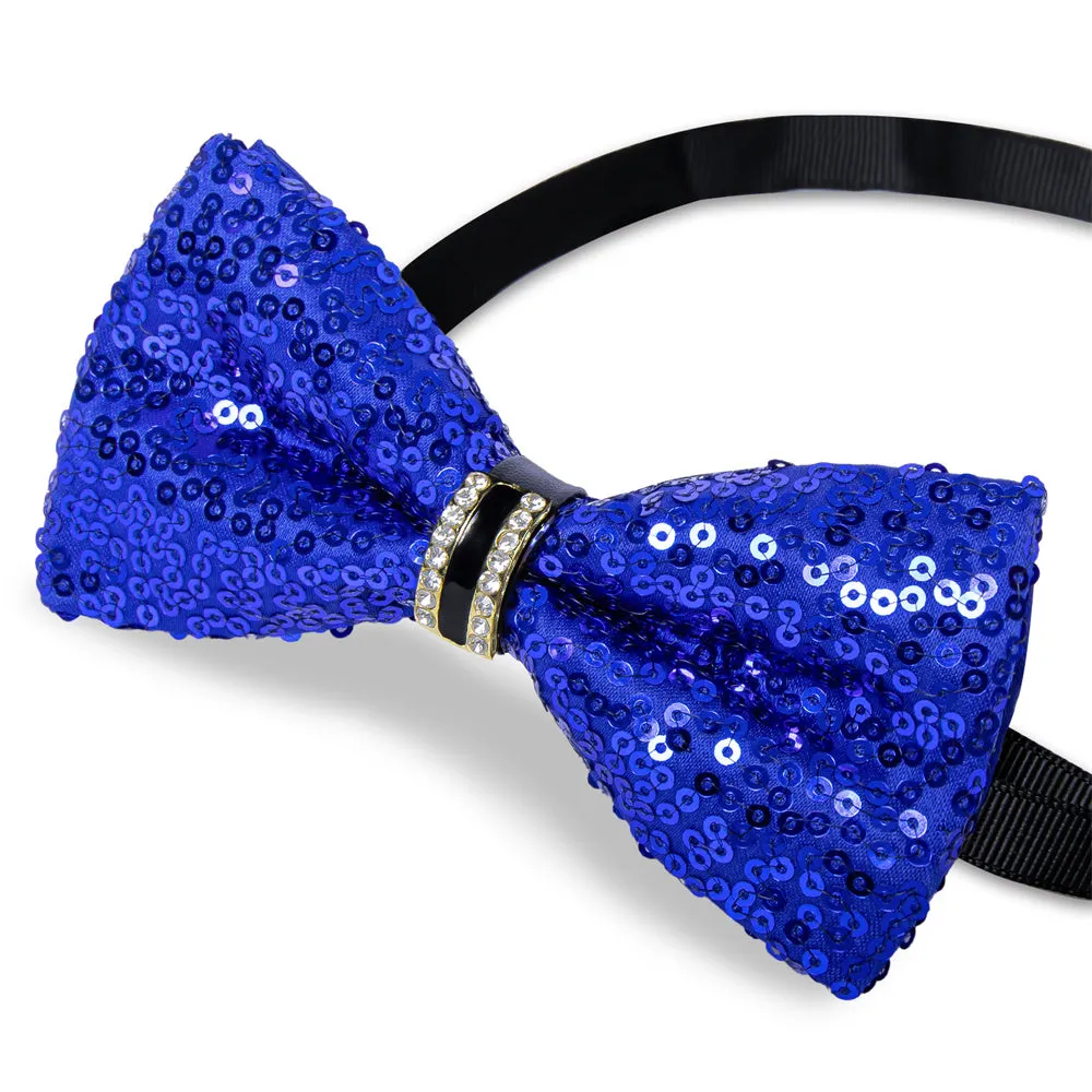 Ties2you Midnight Blue Sequins Novelty Pre-tied Bowtie Pocket Square Cufflinks Set sold by Ties2You product image thumbnail 5