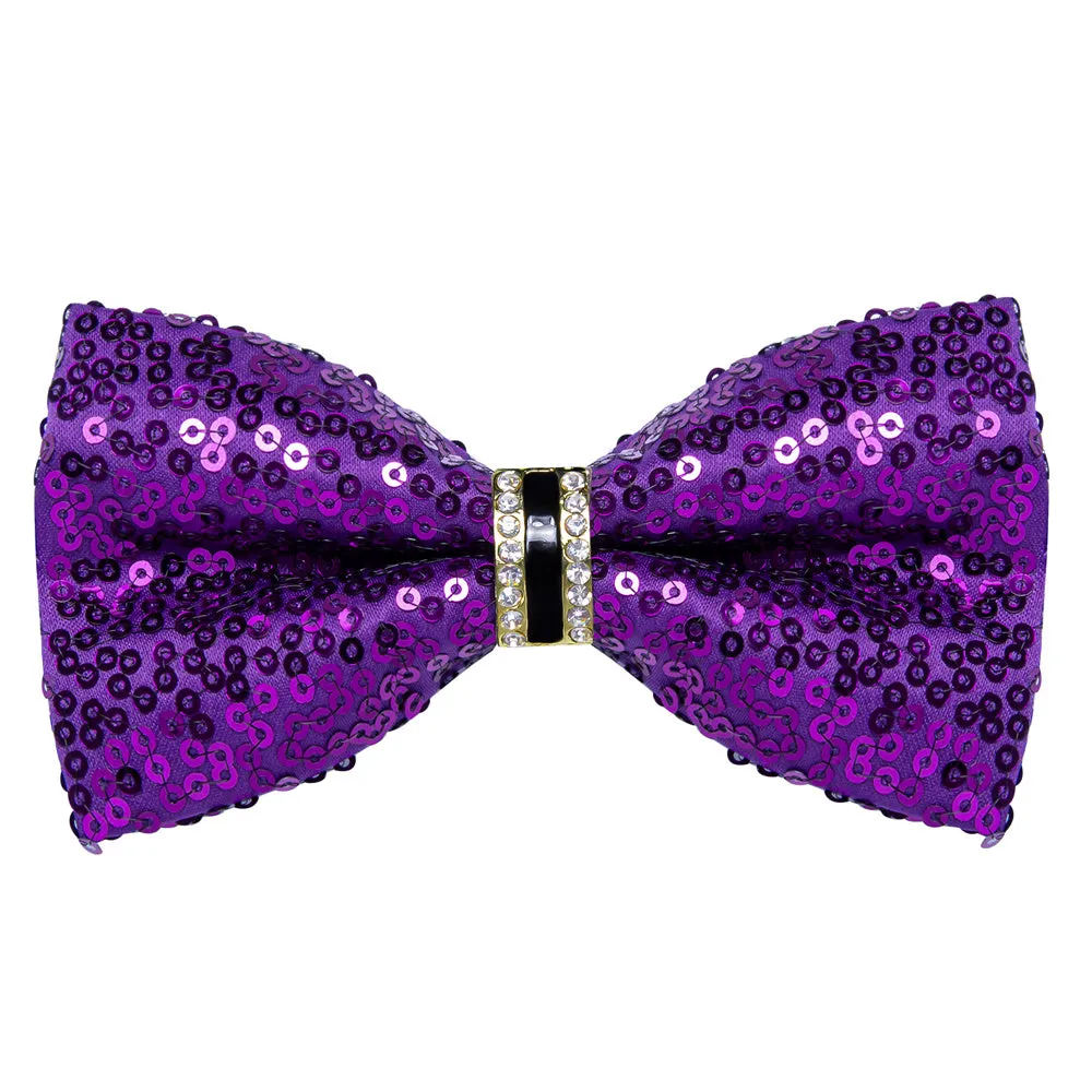 Ties2you Purple Sequins Novelty Pre-tied Bowtie Pocket Square Cufflinks Set sold by Ties2You product image thumbnail 5